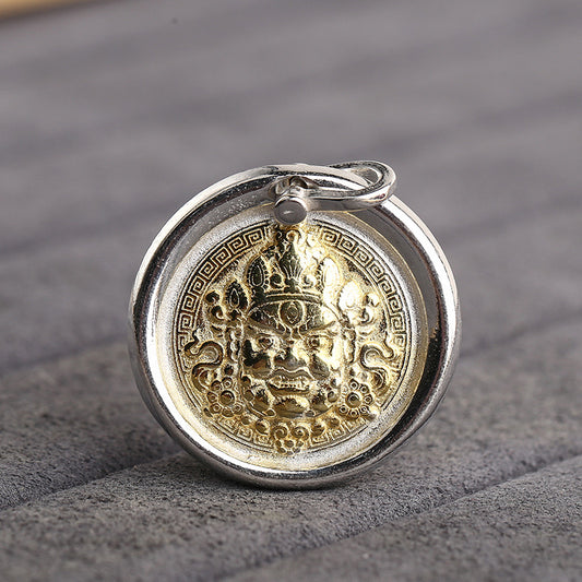 S925 Silver Yellow God of Wealth Gold-plated Antique Style DIY Pendant Jewelry Accessory